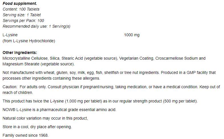 L -lisina 1000 mg - 100 compresse