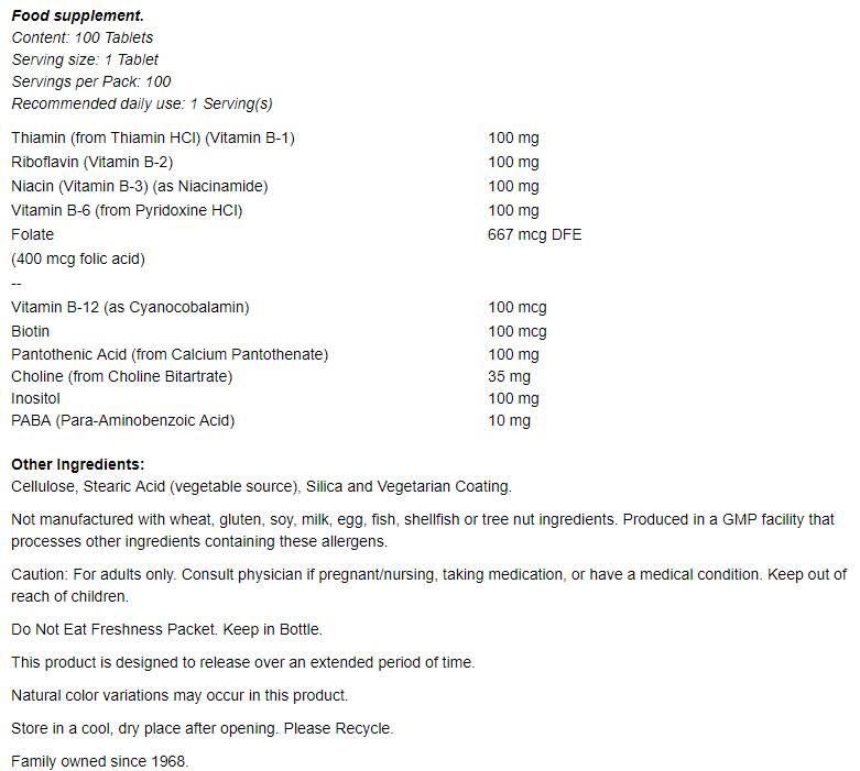 Rilascio sostenuto di vitamina B-100/100Tabs