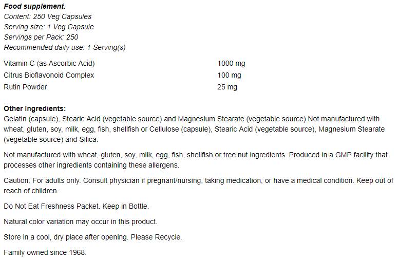 Vitamina C -1000/con bioflavonoidi - 100 capsule