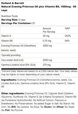 Olio di enotera naturale 1000 mg | Inoltre vitamina B6 - 60 capsule