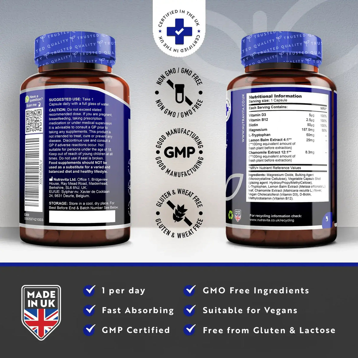 Complesso naturale per il sonno notturno 120 capsule. <tc>Nutravita</tc>