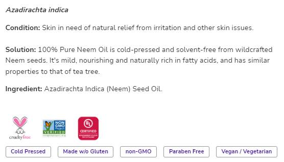 Olio di Neem | Azadirachta Indica pura al 100% - 30 ml