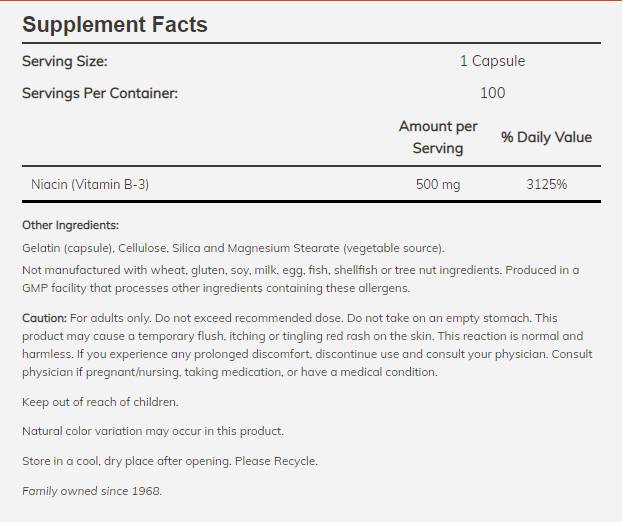 Niacina 500 mg - 100 capsule