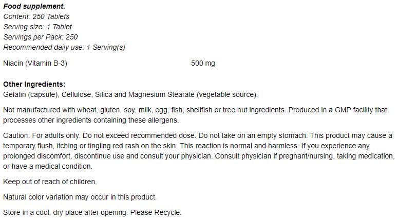 Niacina 500 mg - 250 Compresse