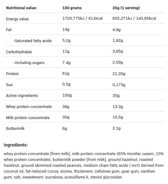 Frullato proteico NutLove | Proteine ​​del siero di latte + caseina - 630 grammi