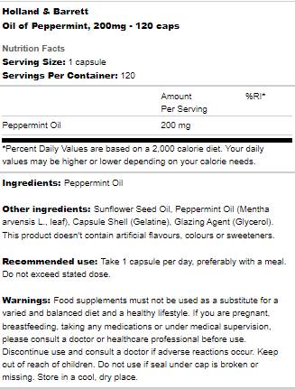 Olio di Menta Piperita 200 mg - 120 capsule