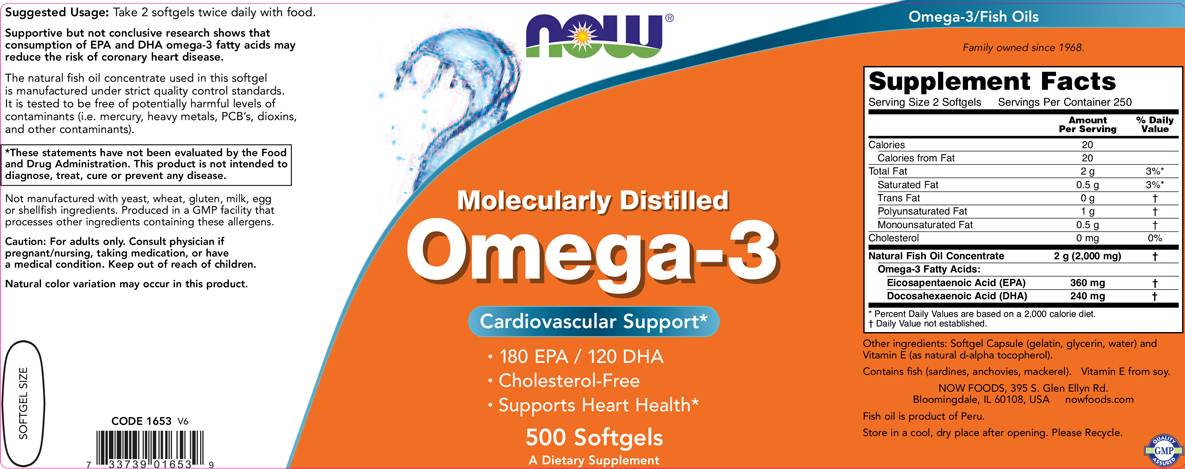 Omega 3 1000 mg/Distillato Molecolarmente - 500 Capsule di gel