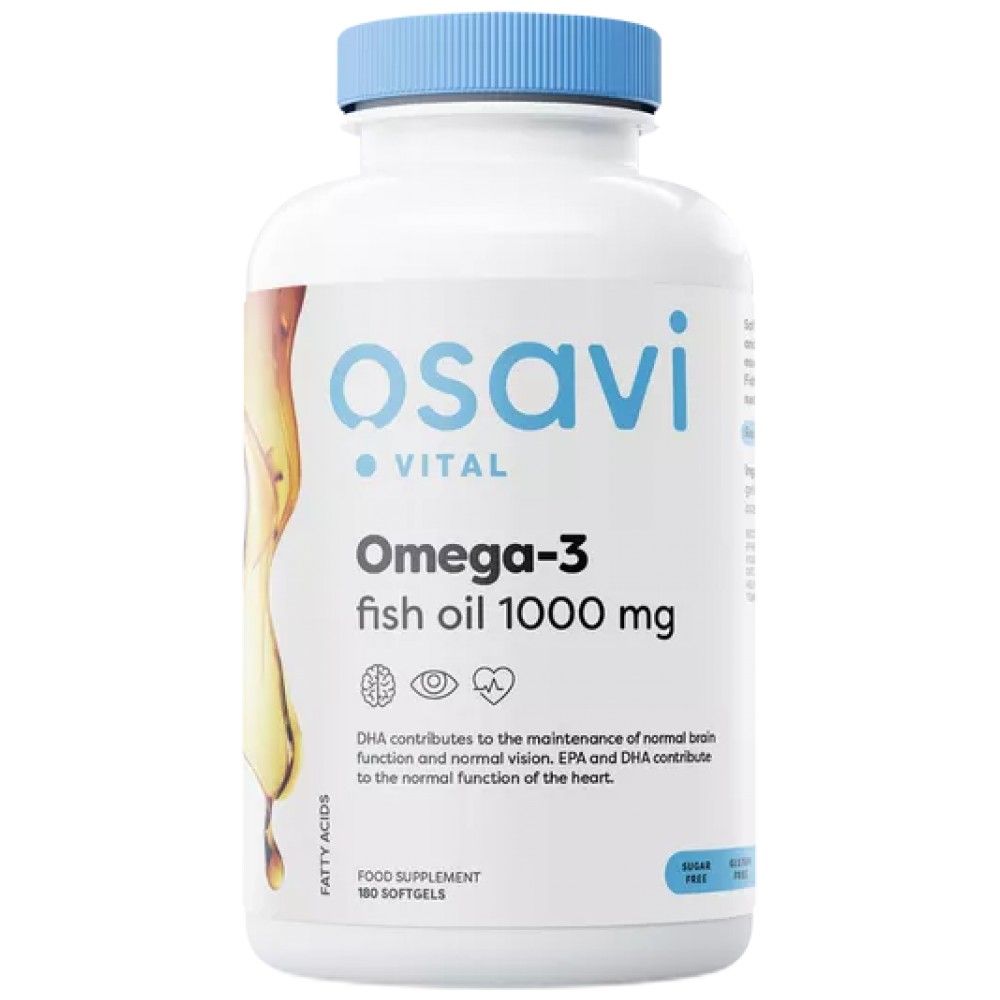 Olio di pesce Omega 3 1000 mg | Distillato molecolare - 180 capsule di gel