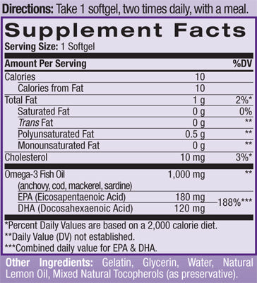 Olio di pesce Omega-3 1000 mg. 60 capsule molli