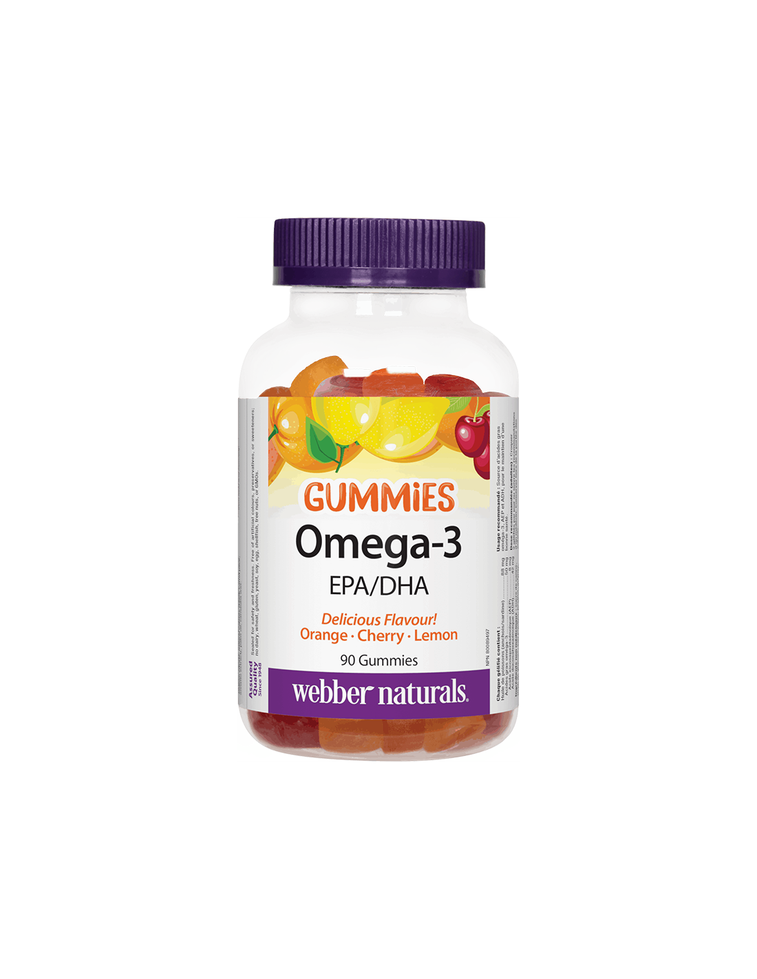 Omega-3 Gummies/ Omega-3 x 90 compresse gelatinose al gusto di arancia, ciliegia e limone