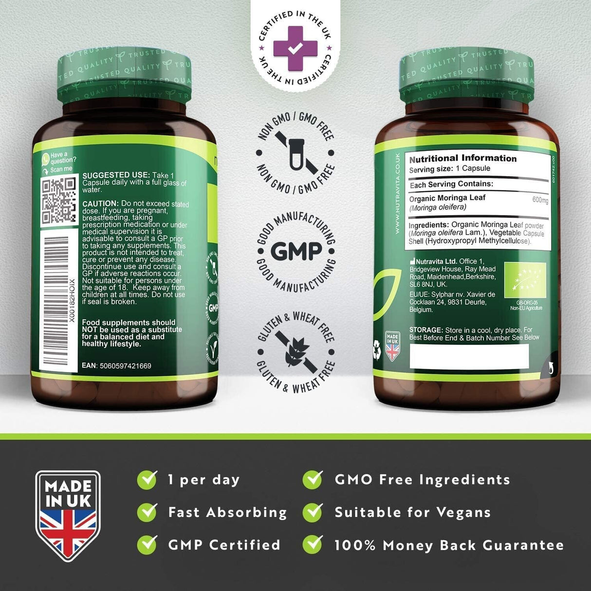 Moringa Biologica - Bio Moringa 600 mg 120 Capsule Vegane