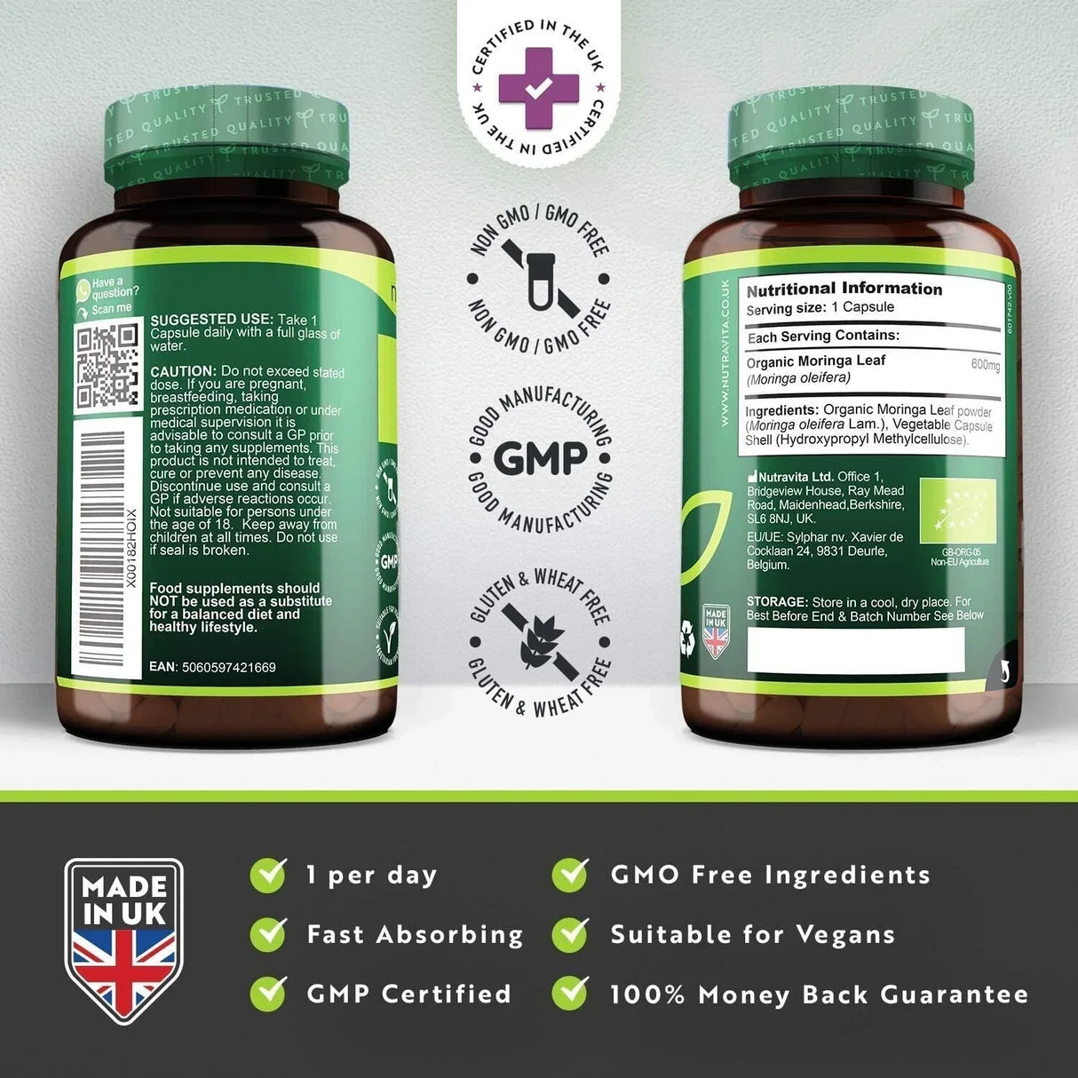 Moringa Biologica - Bio Moringa 600 mg 120 Capsule Vegane