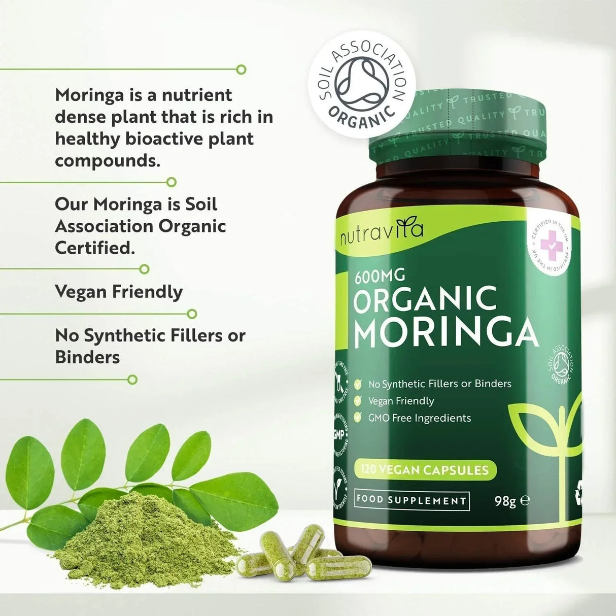 Moringa Biologica - Bio Moringa 600 mg 120 Capsule Vegane