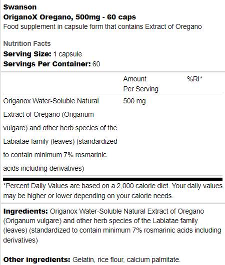 OriganoX Origano 500 mg 60 capsule