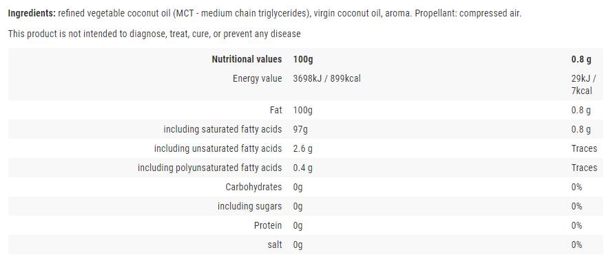 Spray da cucina/olio di cocco - 250 ml
