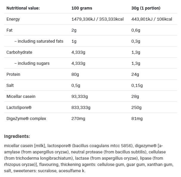 PRO Caseina | Proteine ​​a digestione lenta - 500 grammi