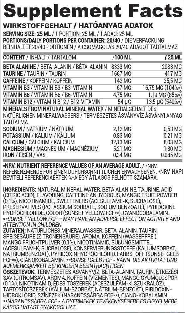 PWO Flusso liquido | Pre-allenamento liquido - 500 ml