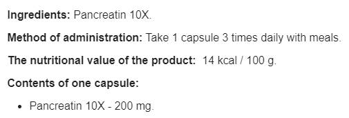 Pancreatina 10x 200 mg - 100 capsule