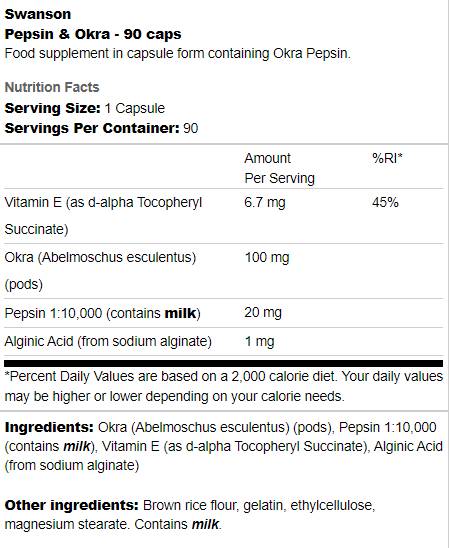Pepsina & Okra - 90 capsule