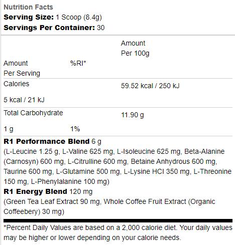 Pre-Amino Energy | con tè verde & Caffè biologico - 252 grammi