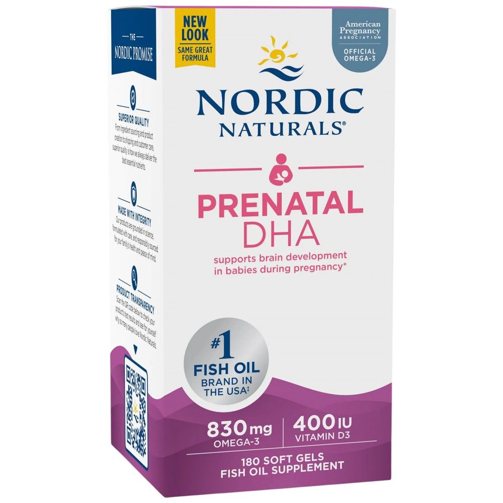DHA prenatale 830 mg | Con 400 UI D3 - 180 capsule di gel