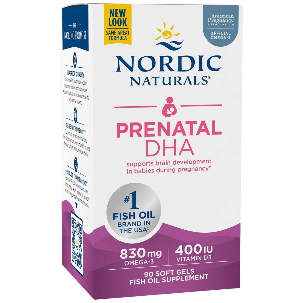 DHA prenatale 830 mg | Con 400 UI D3 - 90 capsule di gel