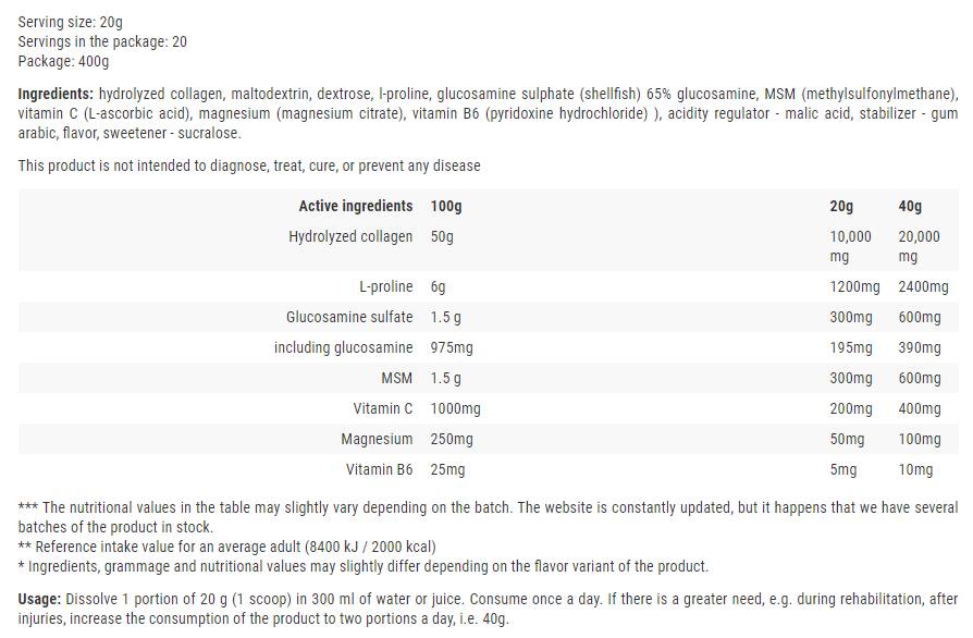 Pro Flex/Collagene + Glucosamina - MSM - Prolina - 400 grammi