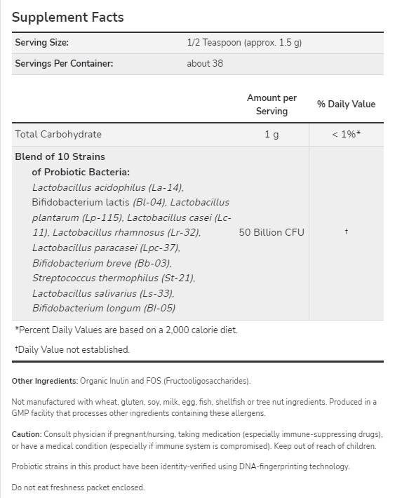 Probiotic-10™ 50 miliardi di polvere - 57 grammi