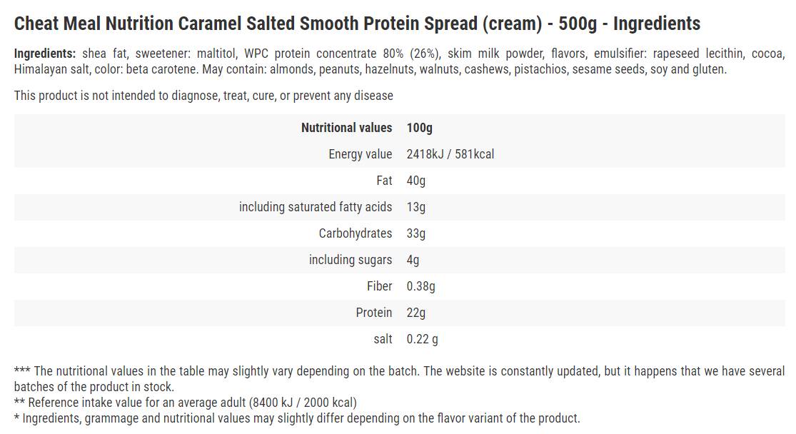 Crema proteica/Caramello salato - 500 grammi