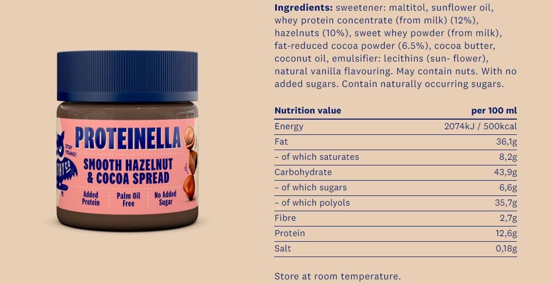 Proteinella Nocciola e Cacao 200 g - cioccolato liquido senza zuccheri aggiunti e senza olio di palma