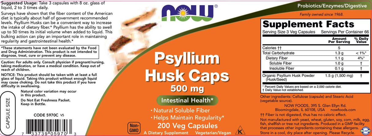 Capsule di buccia di psillio 500 mg - 200 capsule