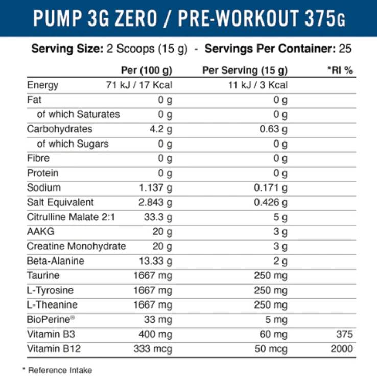 Pompa 3G senza stimolazione | Pre-allenamento di nuova generazione - 375 grammi