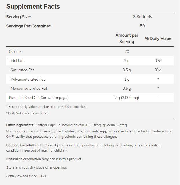 Olio di Semi di Zucca 1000 mg - 200 Capsule gel