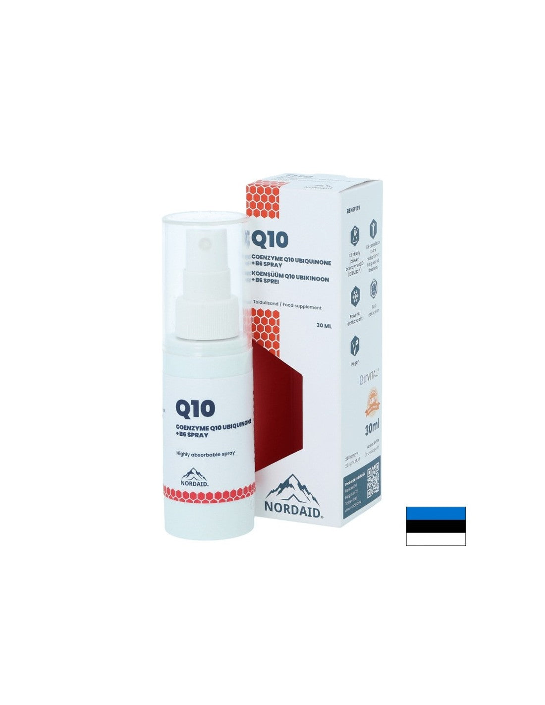 Coenzima Q10 e vitamina B6 - Salute del cuore e dei neuroni, Spray per la bocca, 30 ml, 200 spray