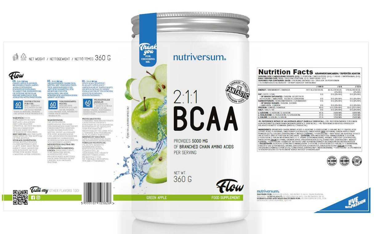 BCAA 2: 1: 1 polvere | Flusso - 360 grammi