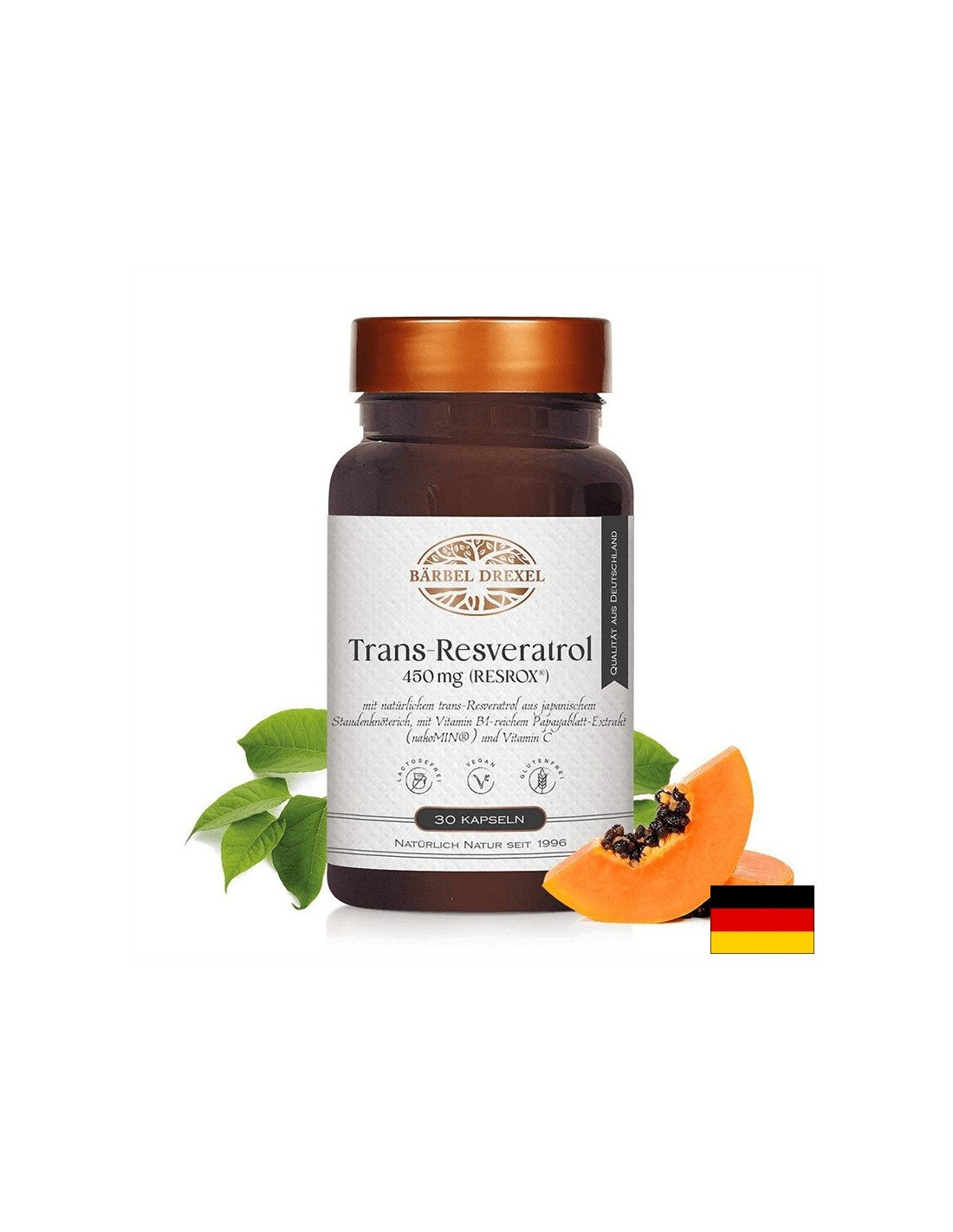 RESROX® trans-resveratrolo - cuore e vasi sanguigni - Formula antietà e cardioprotettiva, 450 mg, 30 capsule