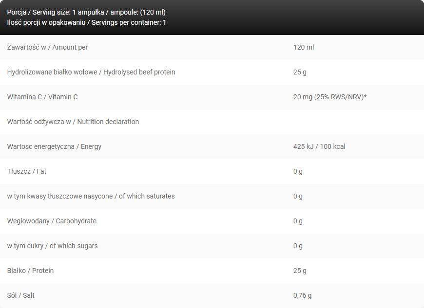 Levroipro Shot/25 g di proteina di manzo idrolizzata con zucchero zero - 120 ml