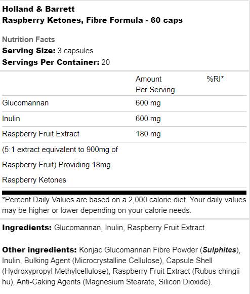 Chetoni di lampone | Formula in fibra - 60 capsule