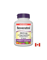 Resveratrolo con estratto di semi d'uva/Resveratrolo 200 mg con semi d'uva 25 mg x 90 capsule <tc>Webber Naturals</tc>