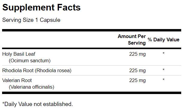 Rhodiola Holy Basil Valerian Stress Complex - 180 capsule