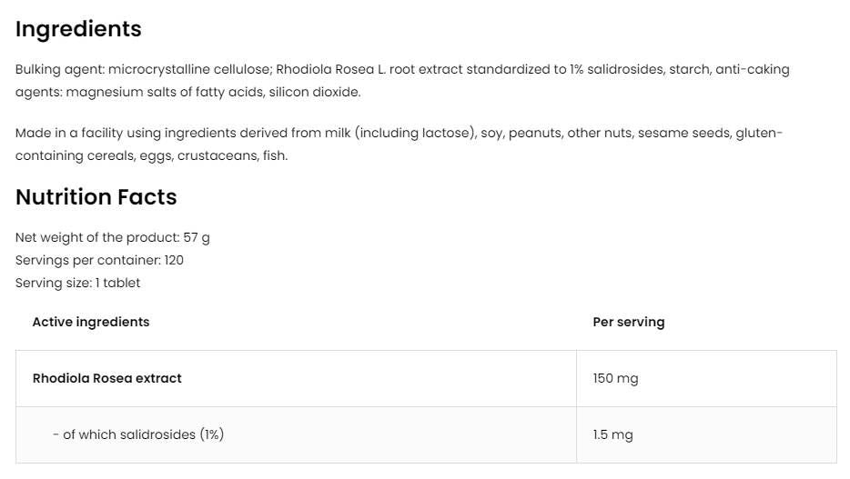 Rhodiola Rosea 150 mg/Vege - 120 Compresse