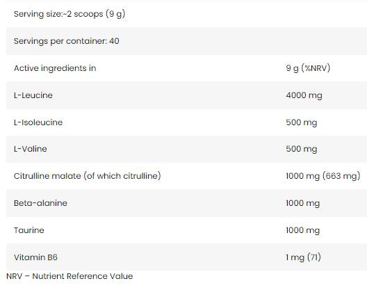 Core BCAA 8: 1: 1 | con citrullina e beta -alanina - 350 grammi