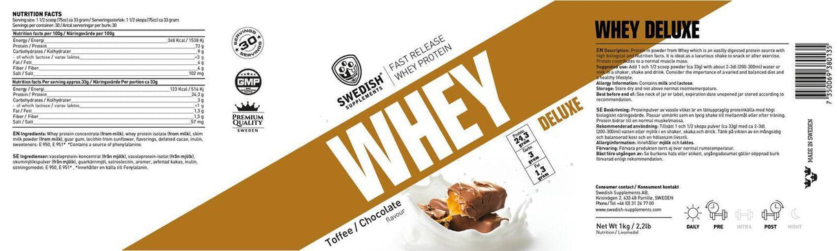 <tc>Swedish Supplements</tc> Proteine ​​del siero del latte Deluxe [1800 grammi, 54 dosi]