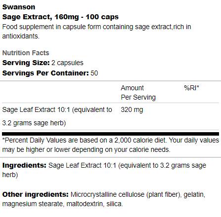 Estratto di Salvia 160 mg 100 capsule
