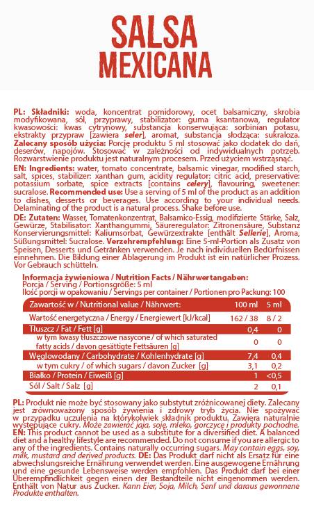 Salsa Zero Calorie | Salsa messicana - 500 ml