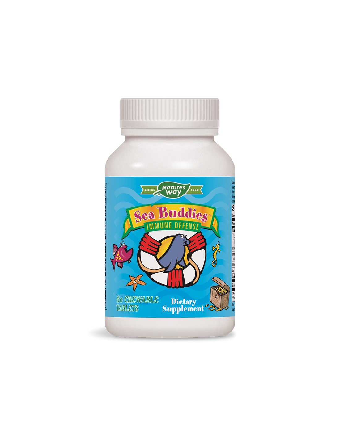 Forte immunità dei bambini - Protezione immunitaria Sea Buddies, 60 compresse masticabili Nature's Way