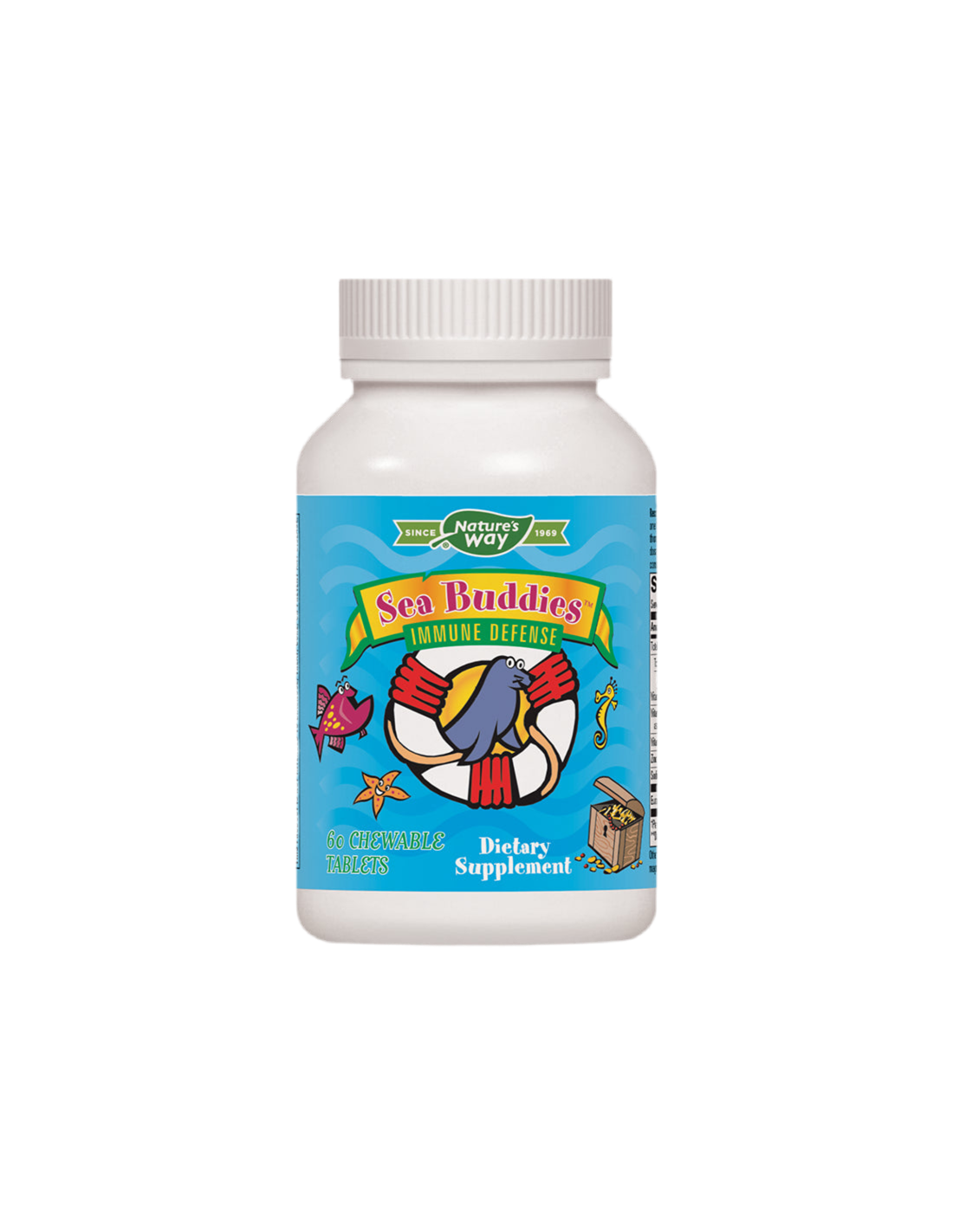 Forte immunità dei bambini - Protezione immunitaria Sea Buddies, 60 compresse masticabili Nature's Way