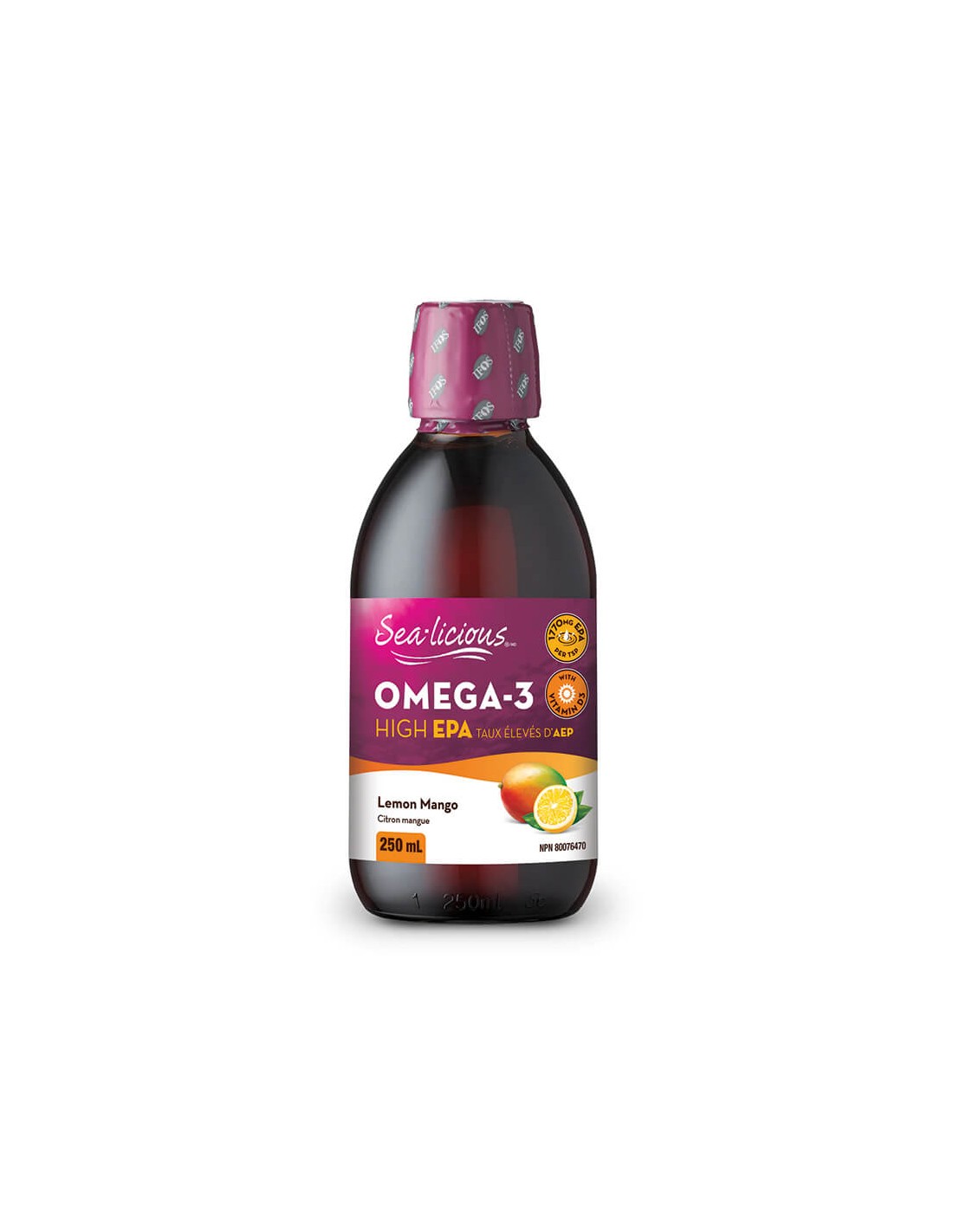 Sea-Licious® Omega-3 High EPA + Vitamina D3/Omega-3 (alto contenuto di EPA) + vitamina D3, 250 ml <tc>Natural Factors</tc>