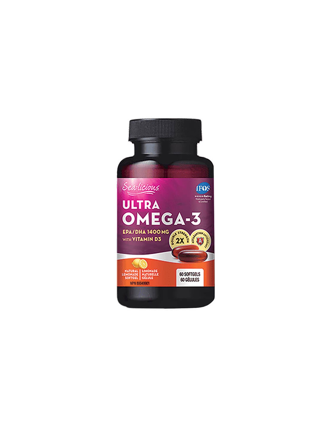 Sea-Licious® Ultra Omega-3 con vitamina D3 - Omega-3 + vitamina D3, 60 capsule molli <tc>Natural Factors</tc>