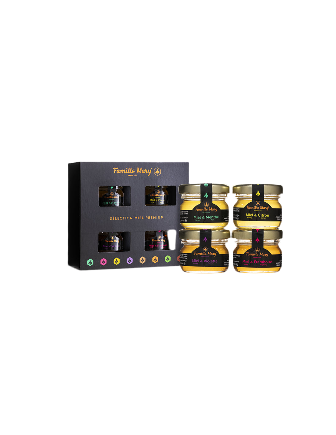 Selezione di mieli di acacia premium con oli essenziali - Selection Miel Premium, 4 pz. x 30 g